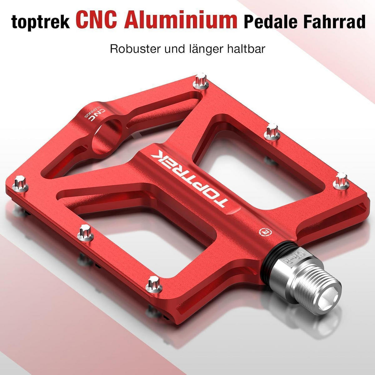 FAHRRADPEDALE Set CNC Aluminium Rot 9/16 Zoll - Rot, Metall (10.2/1.5/12.5cm)