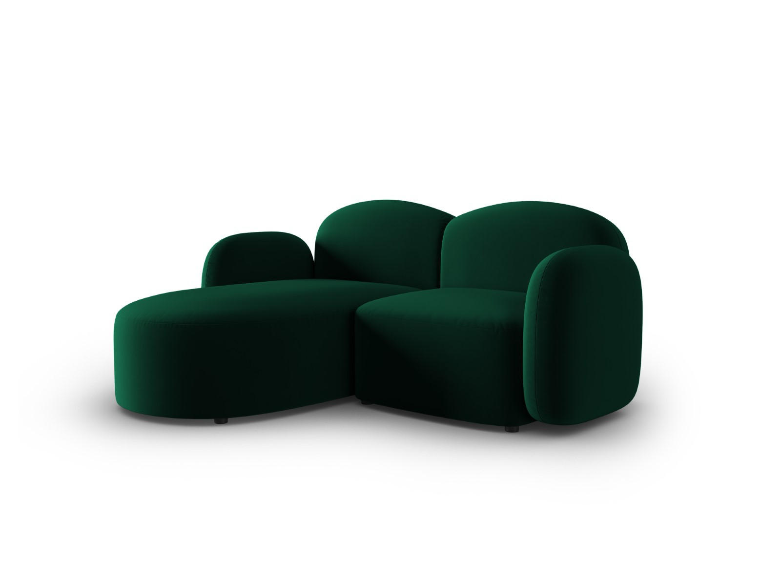 ECKSOFA links Blair aus Samt flaschengrün 3 Sitzplätze - Grün, Textil (155/194cm) - Micadoni