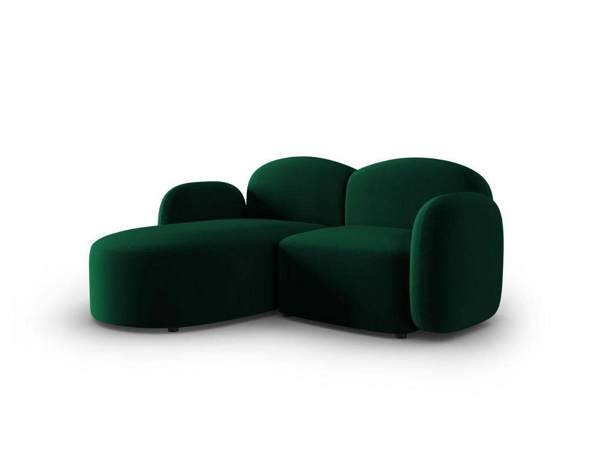 ECKSOFA links Blair aus Samt flaschengrün 3 Sitzplätze - Grün, Textil (155/194cm) - Micadoni