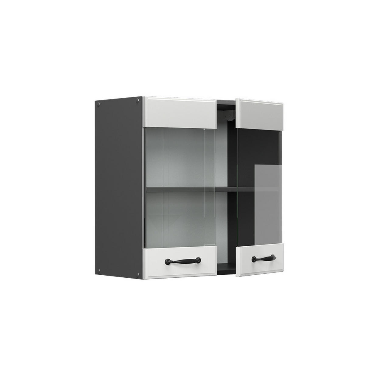 KÜCHENGLASSCHRANK R-Line Weiß Landhaus 60 cm - Anthrazit/Weiß, Holzwerkstoff (60/60/31cm) - Vicco