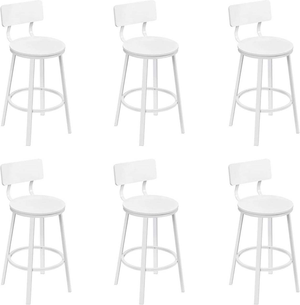 BARHOCKER 6er Set, Metallgestel, Weiß - Weiß, Holzwerkstoff/Metall (51.5/89/51.5cm) - Woltu
