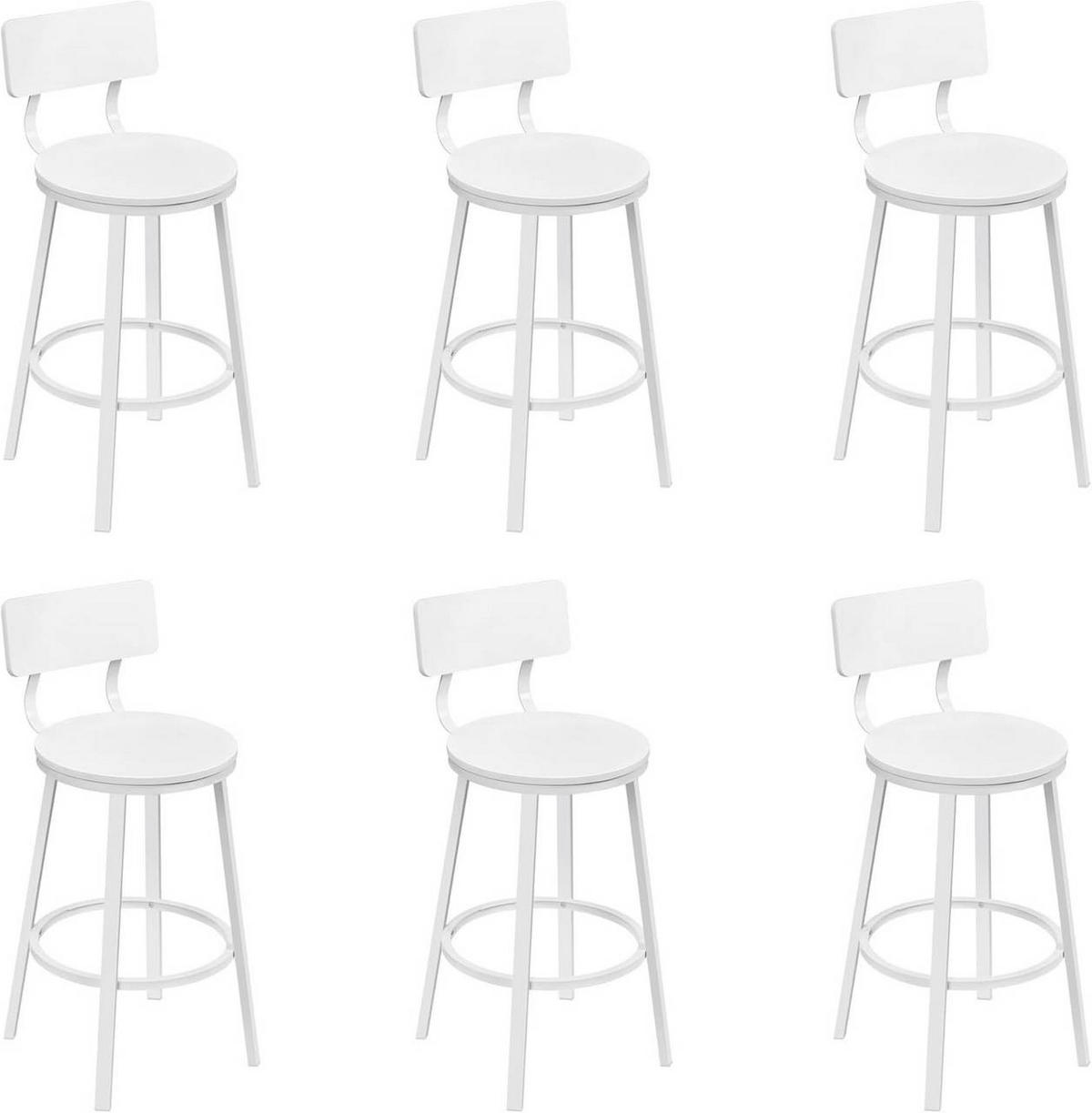 BARHOCKER 6er Set, Metallgestel, Weiß - Weiß, Holzwerkstoff/Metall (51.5/89/51.5cm) - Woltu