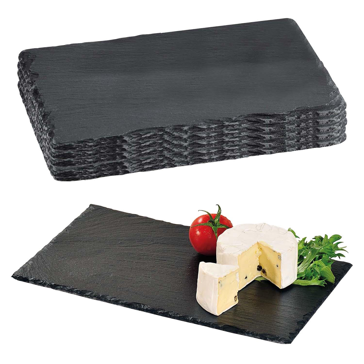 BUFFETPLATTE aus Schiefer 5 Stück - 30 x 20 cm - Schwarz, Stein (30/0.6/20cm) - Kesper