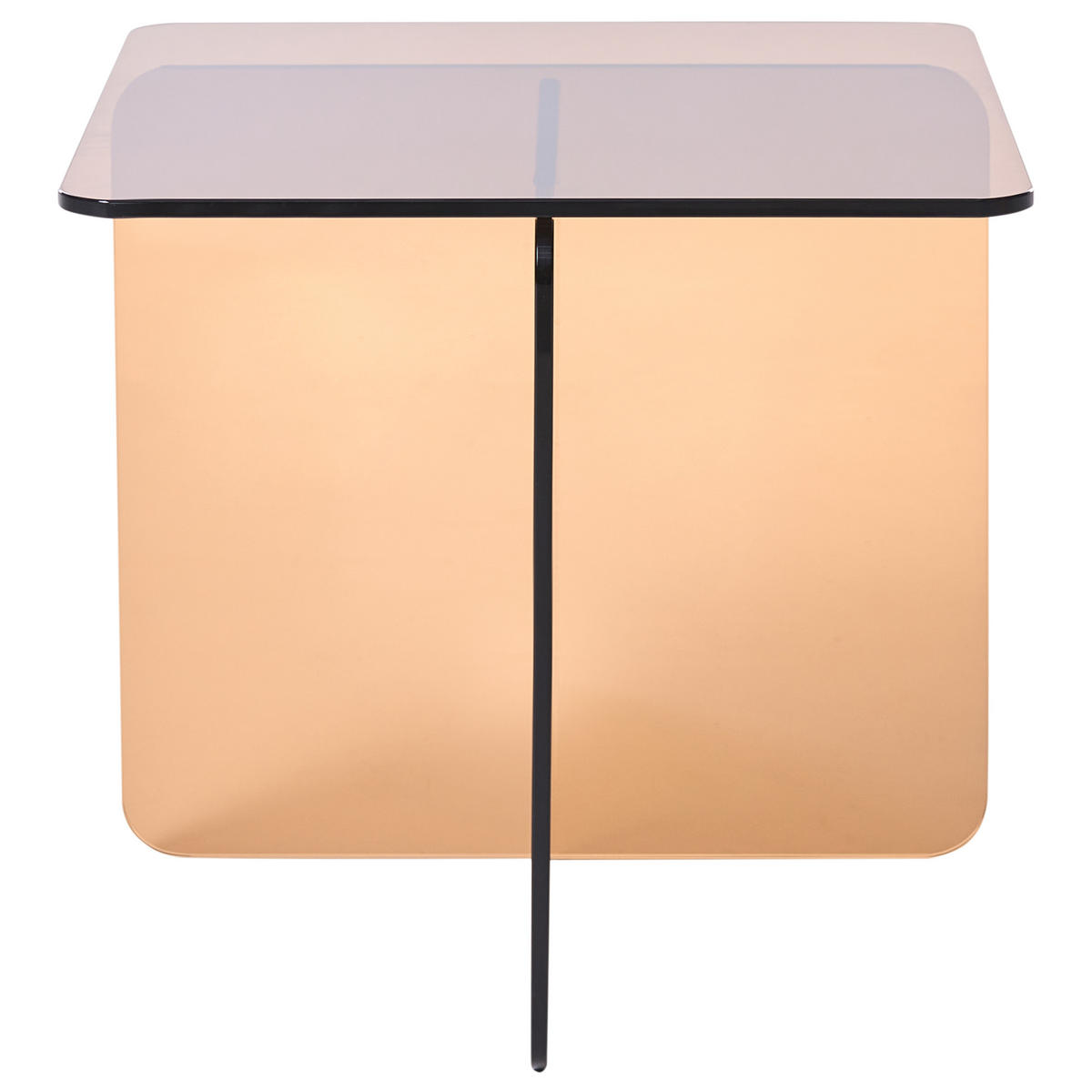BEISTELLTISCH Sicherheitsglas Braun Amisk - Braun, Glas (50/50/46cm) - Beliani
