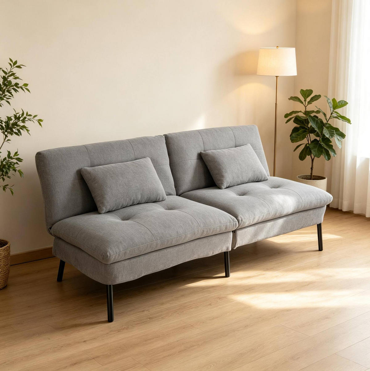 SCHLAFSOFA 2-Sitzer mit verstellbarer Rückenlehne 176 cm Dunkelgrau - Dunkelgrau, Metall (176/84/64cm) - Meubliv
