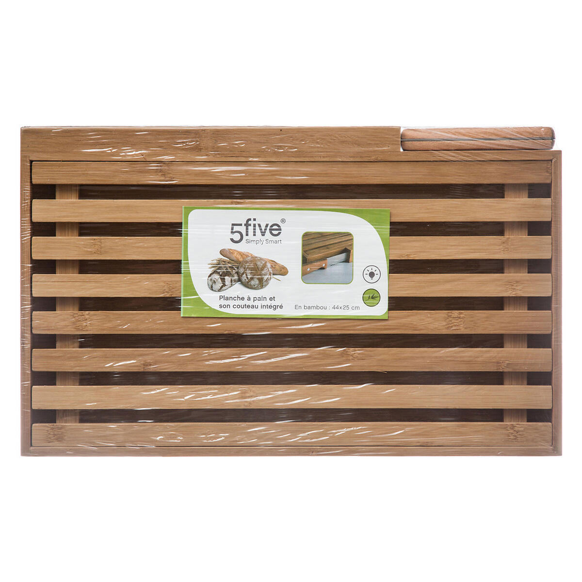 SCHNEIDEBRETT mit Brotmesser, Bambus, 44 x 25 cm - Braun, Holz (27.3/44cm) - 5five Simply Smart