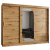 SCHWEBETÜRENSCHRANK 200/250/62 3-türig - Silberfarben/Eiche Artisan, Holz (250/200/62cm) - MÖBEL KRYSPOL