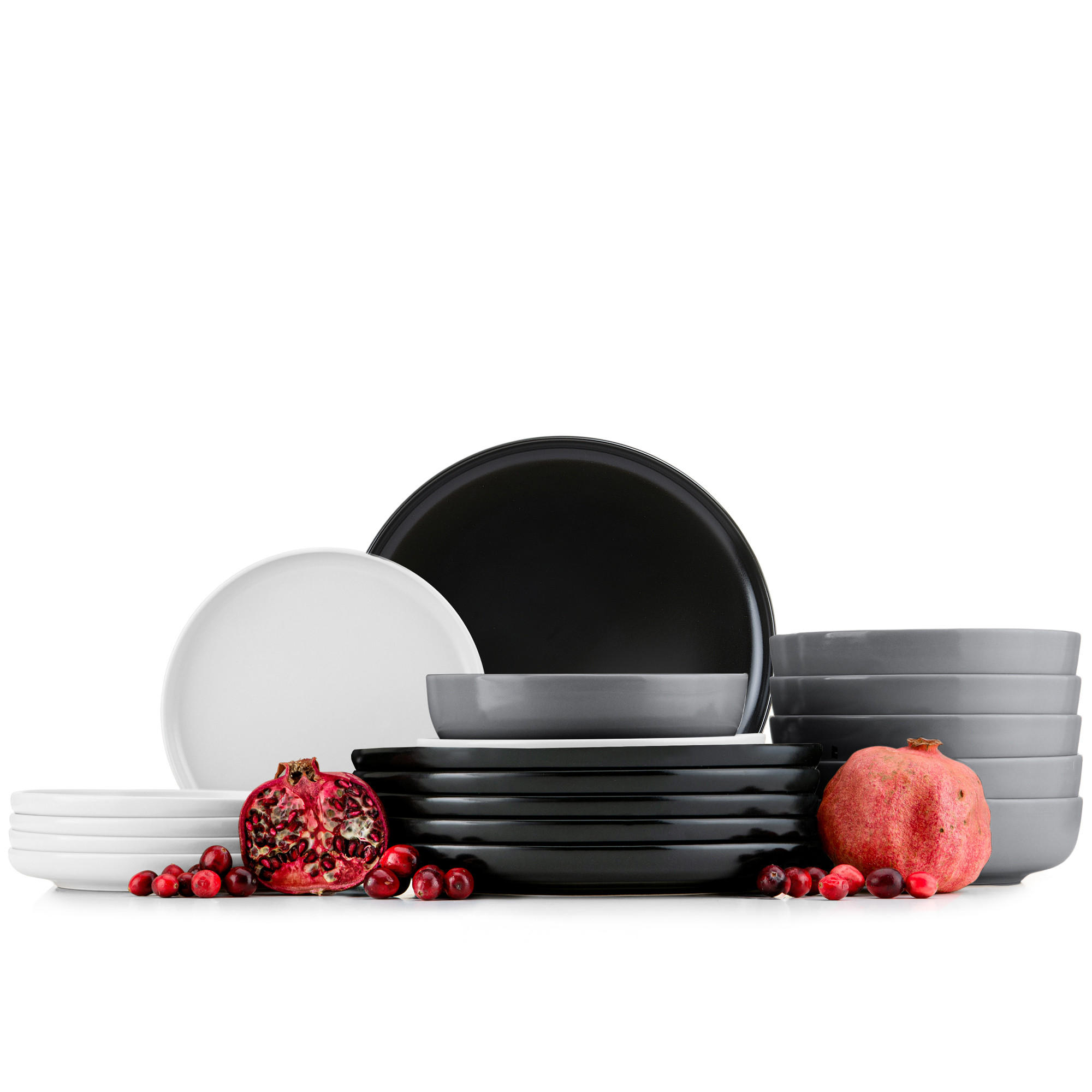 TAFELSERVICE VICTO 6 Personen 18-tlg mehrfarbig - Schwarz/Grau, Keramik (27/2/27cm) - KONSIMO®
