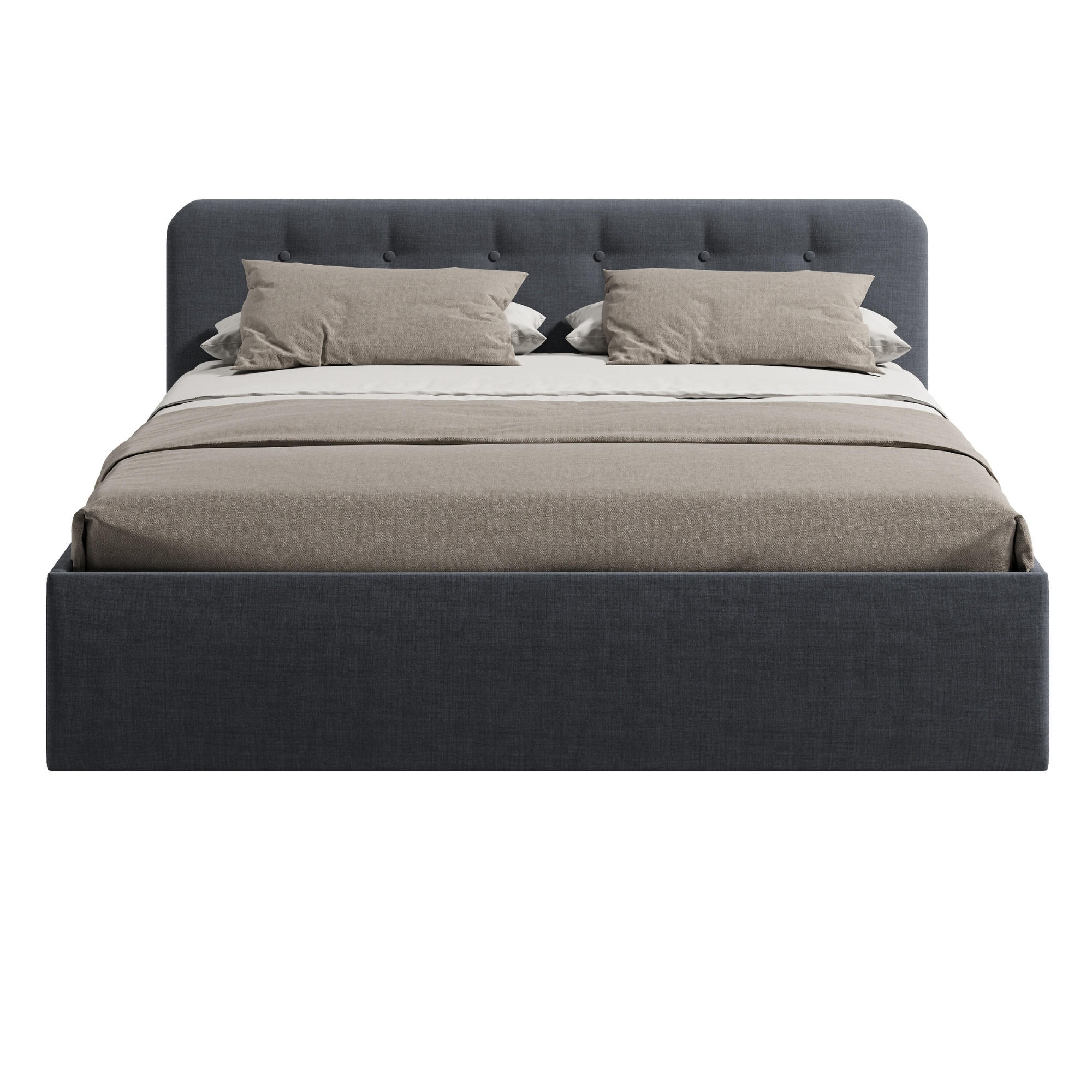 POLSTERBETT mit verstellbarem Lattenrost & Bettkasten, Bonnell-Matratze, 200 x 200 cm in Anthrazit - Anthrazit, Holzwerkstoff/Textil (200/200cm) - Home Collective