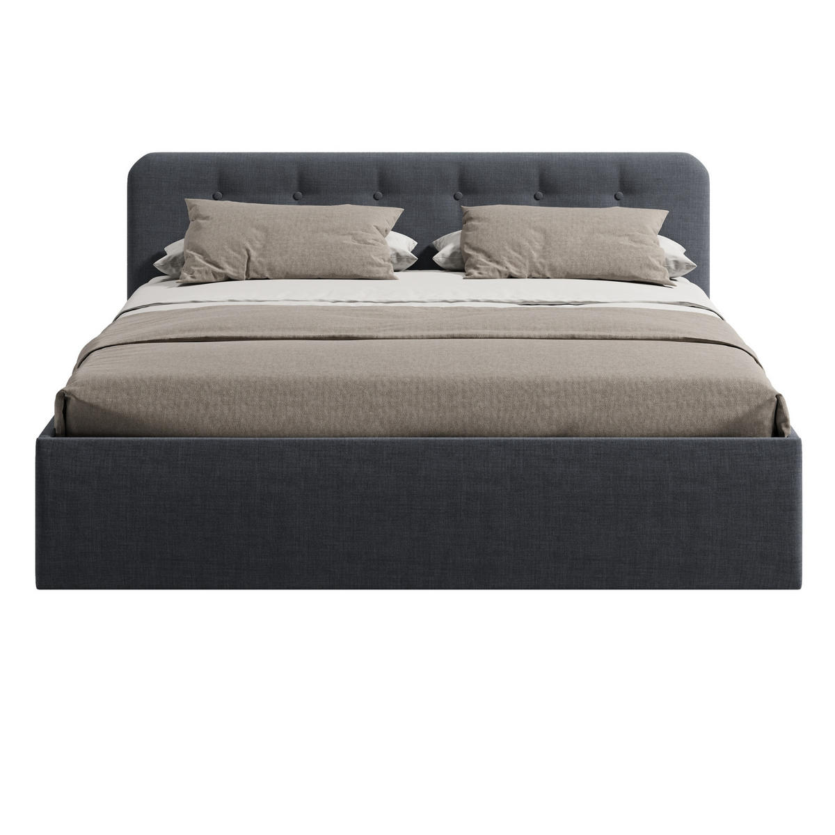 POLSTERBETT mit verstellbarem Lattenrost & Bettkasten, Bonnell-Matratze, 200 x 200 cm in Anthrazit - Anthrazit, Holzwerkstoff/Textil (200/200cm) - Home Collective