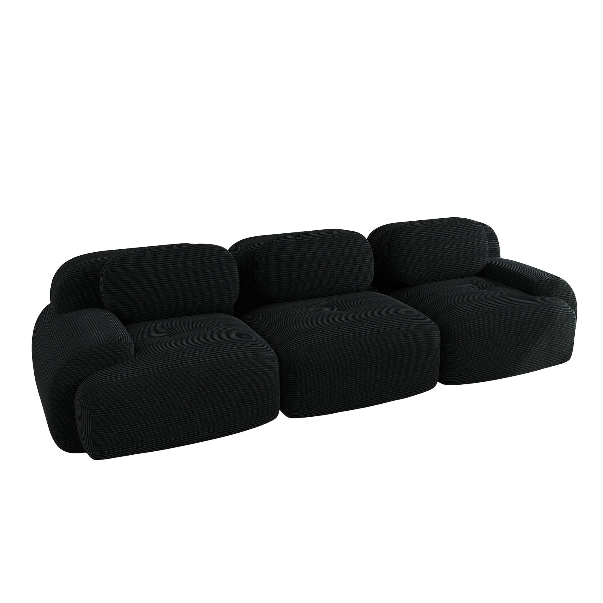 3-SITZER Sofa 298×103×75 cm Cordstoff rahmenlos modular, schwarz - Schwarz, Textil (103/75/298cm)