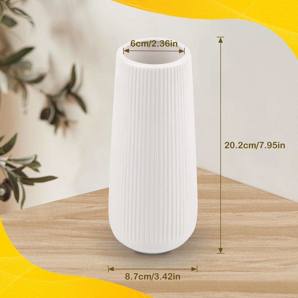 VASE 20 cm Keramik - Weiß, Keramik (20cm) - LIBRATON