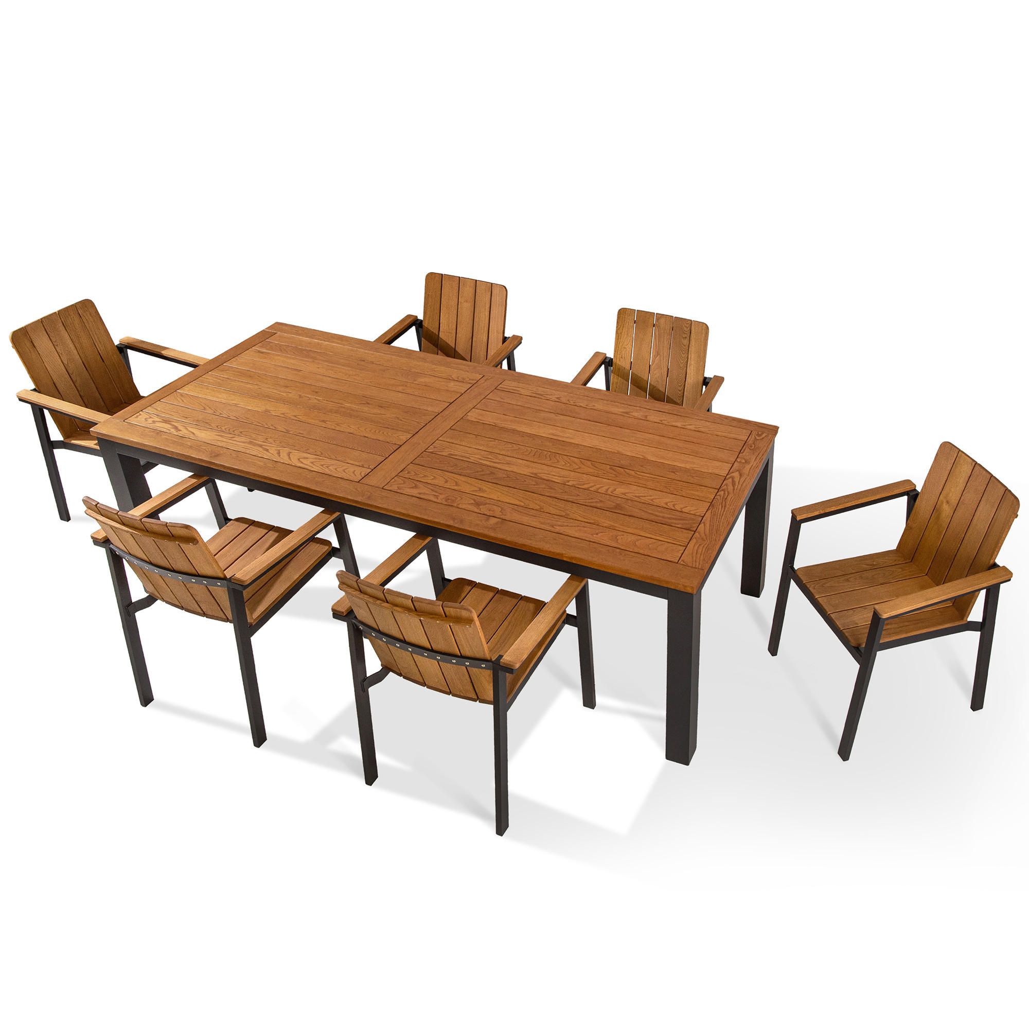 GARTEN ESSGRUPPE LENTI, Gartenmöbel-Set, 7-er Set - Anthrazit/Braun, Holz - KONSIMO®