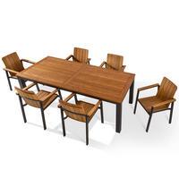 GARTEN ESSGRUPPE LENTI, Gartenmöbel-Set, 7-er Set - Anthrazit/Braun, Holz - KONSIMO®