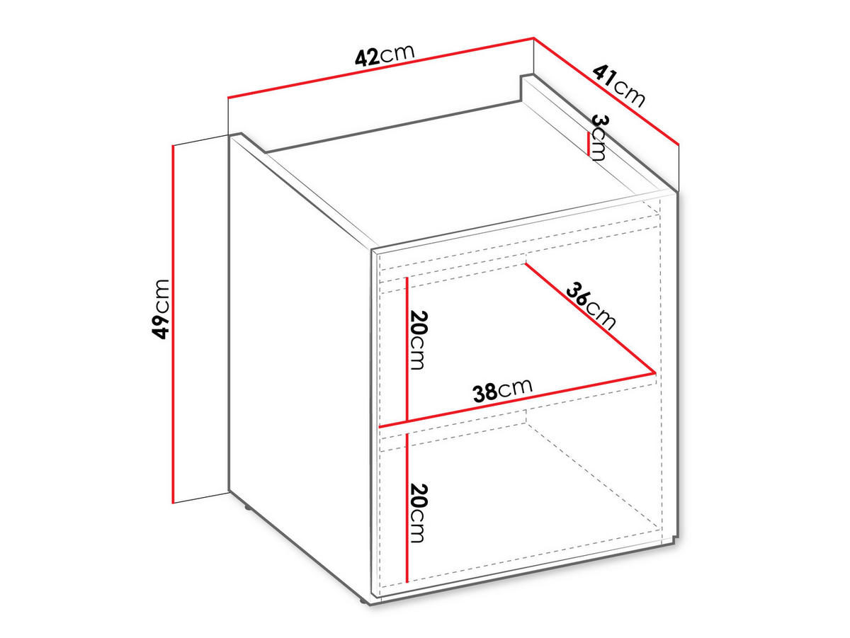 NACHTTISCH Sigma 1D SG15 - Trüffeleichefarben, Holzwerkstoff (42/49/41cm) - MIRJAN24