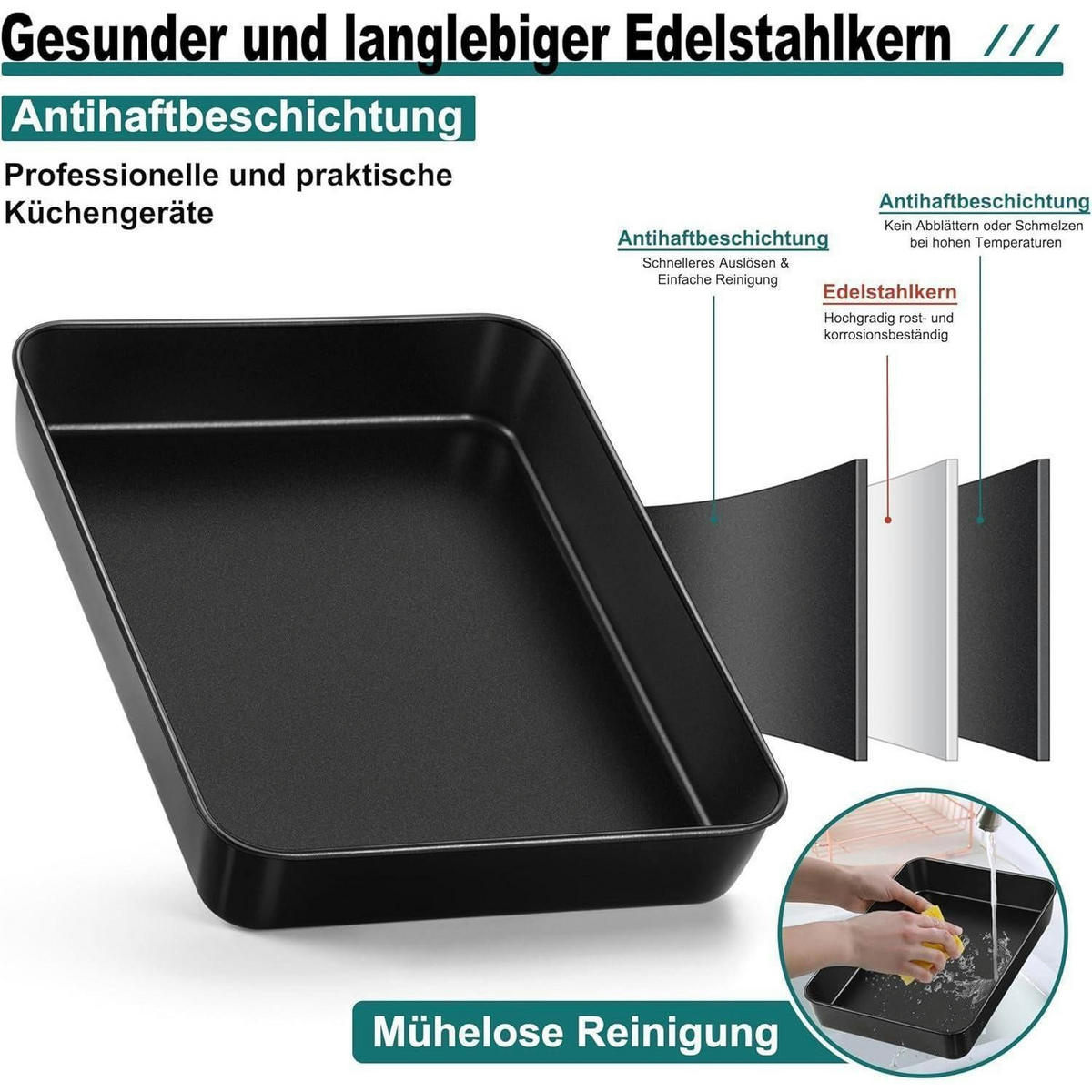 BACKBLECH 2er Set 26,5 x 20,6 x 5 cm - Schwarz, Metall (26.5/5/5cm)