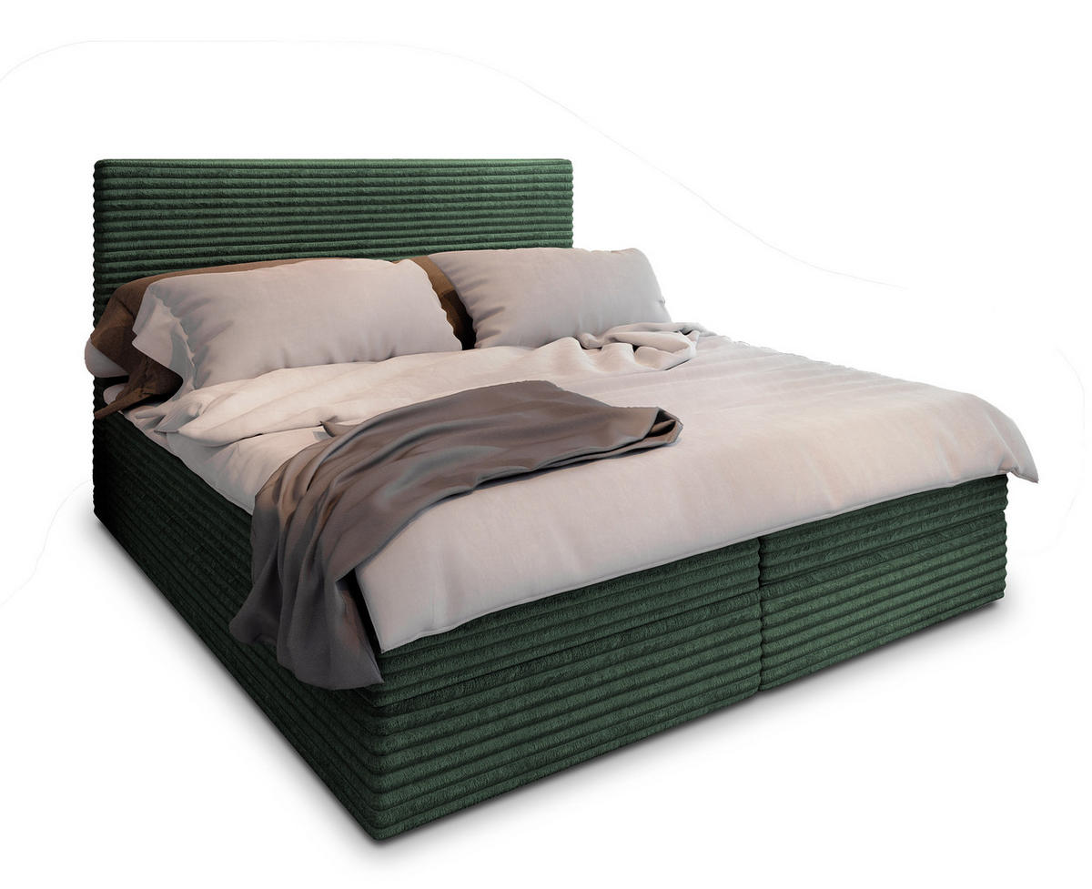 BOXBETT PISA 180x200 cm mit Matratze und Topper - Grün - Grün, Holz (180/200cm) - MASSENO