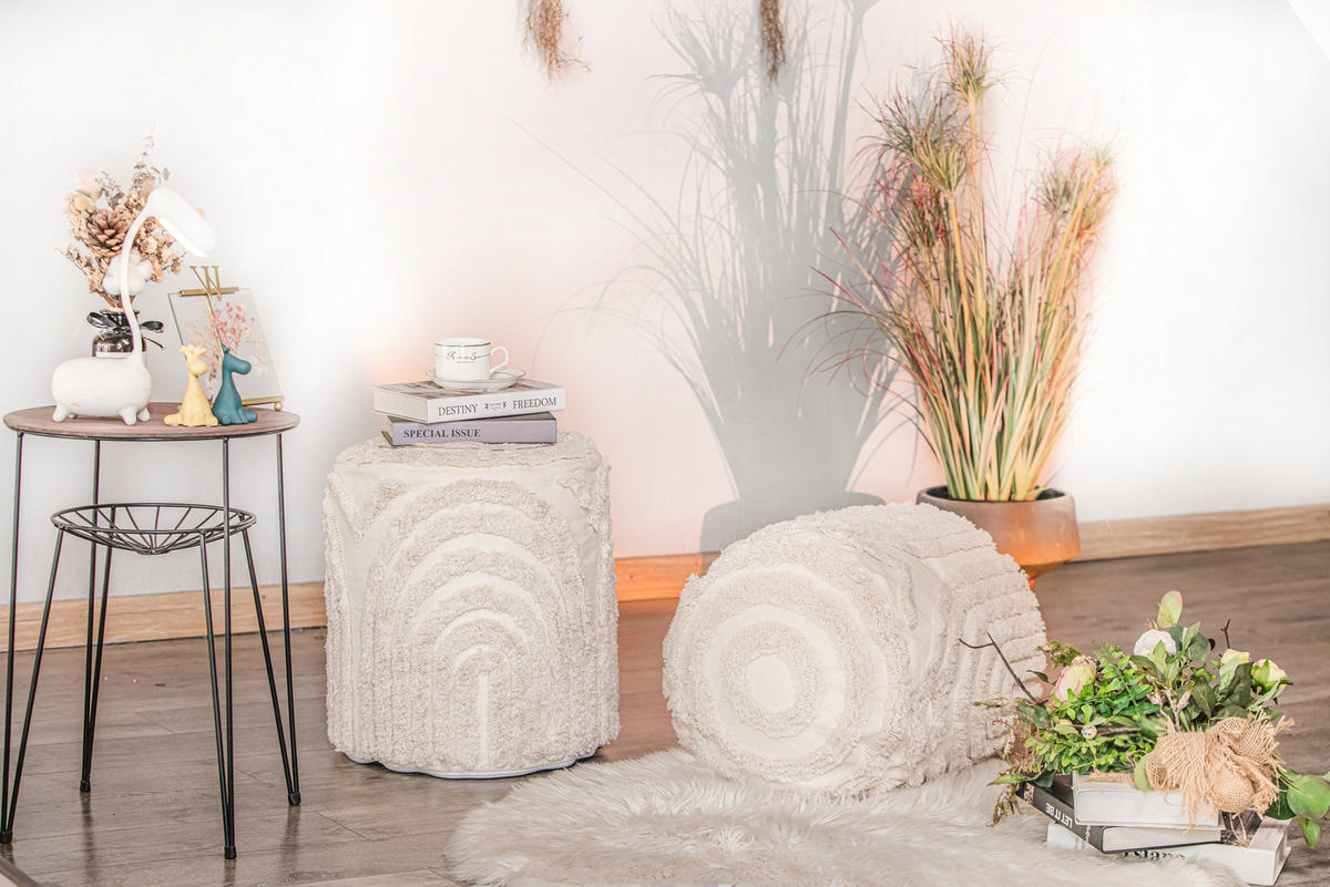 POUF Stoff Beige - Beige, Textil (40/43/40cm) - Nordlys