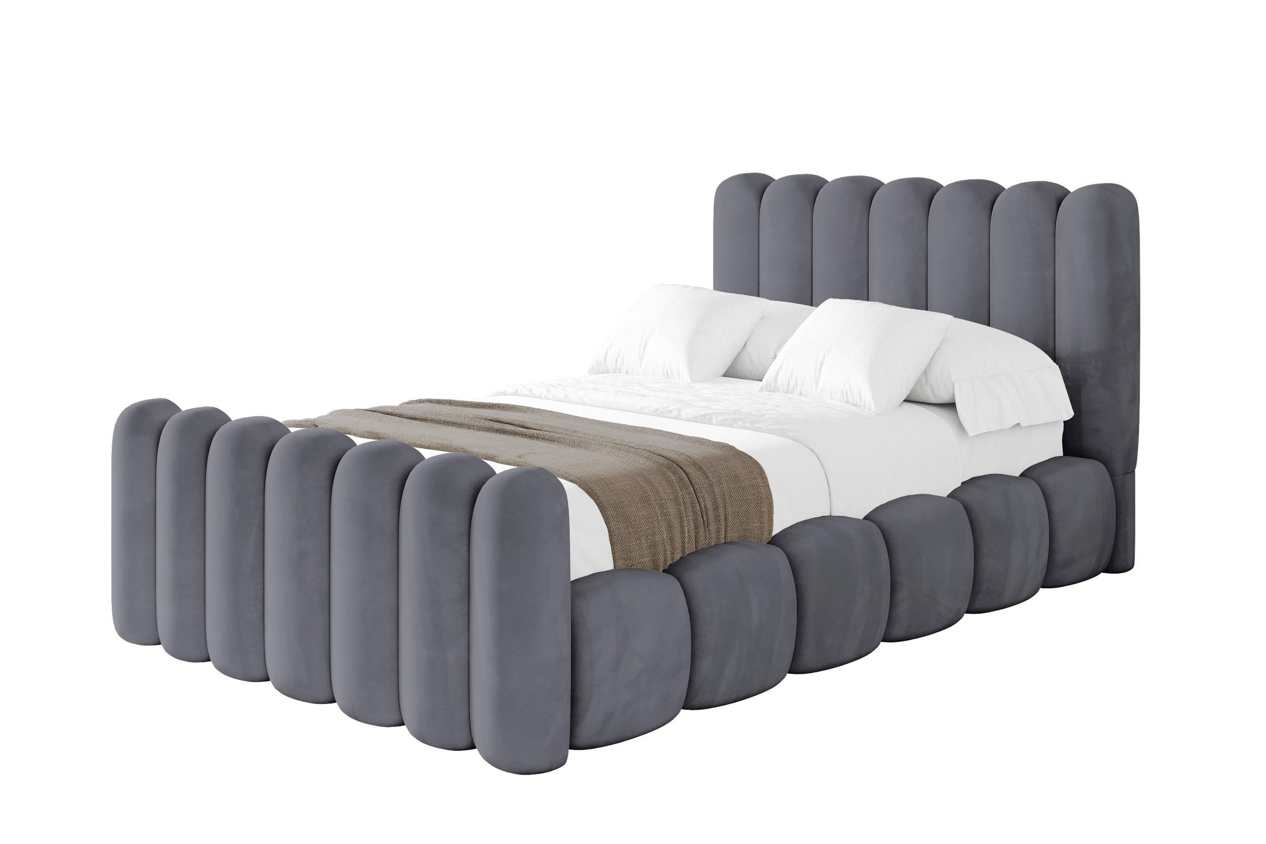 POLSTERBETT mit Bettkasten, Fußteil und Lattenrost, Boxbett ohne Matratze - SENA-Z 120x200 Dunkelgrau - Graphitfarben, Holzwerkstoff/Textil (120/200cm) - ALTDECOR