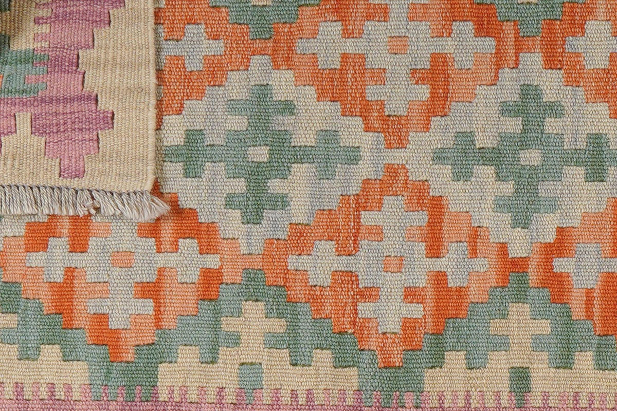 KELIM-LÄUFER handgewebt Gashgai Grün 195/62 cm Schurwolle - Grün, Textil (62/195cm) - Looma