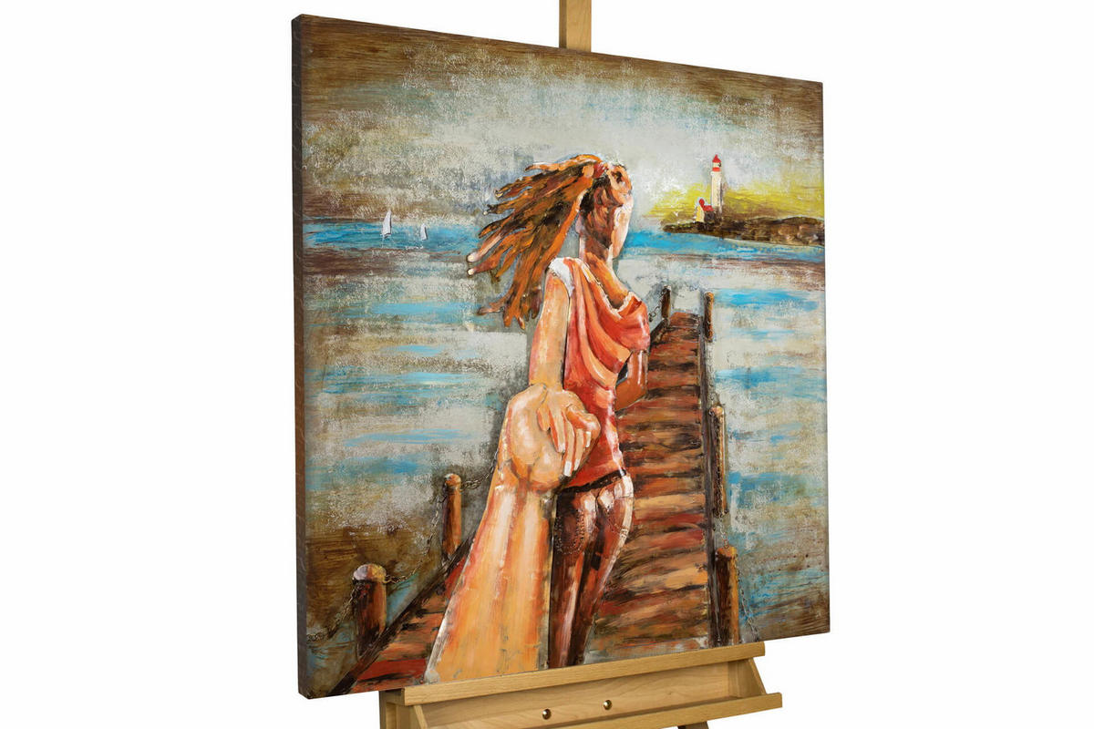 METALLBILD Blau 80/80 cm - Blau, Metall (4.2/80cm) - KUNSTLOFT