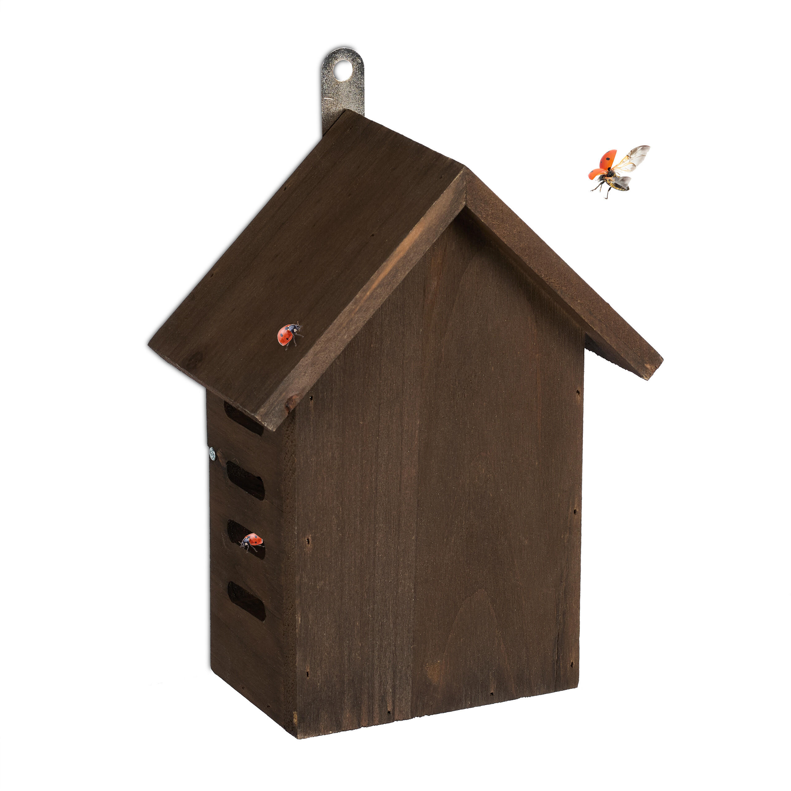 MARIENKÄFERHAUS - Braun, Holz (17/22/10cm) - Relaxdays