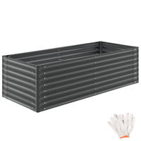 HOCHBEET Blomma, mit offenem Boden und abgerundeten Kanten, anthrazit - Anthrazit, Metall (80/62/200cm) - tectake