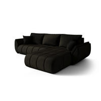 ECKSOFA TOKYO PREMIUM mit Schlaffunktion, Stoff MONOLITH, Dunkelgrau, Rechts - Dunkelgrau, Holz (280/190cm) - Kaiser Möbel