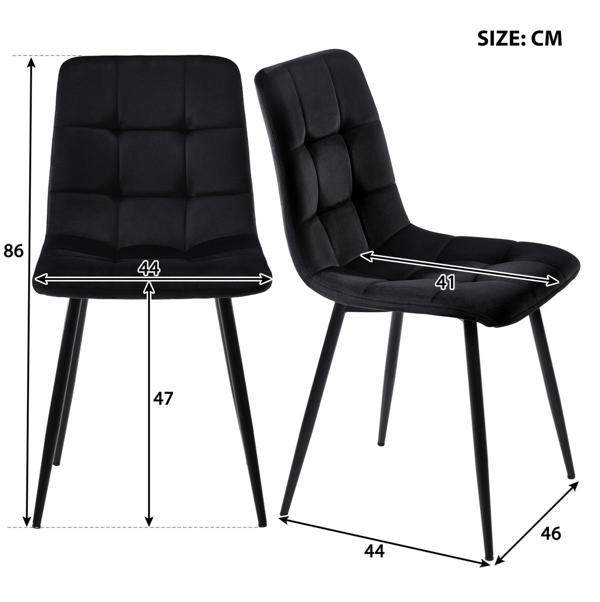 ESSTISCH-SET 5-tlg. 140 cm Schwarz MDF Samt - Schwarz, Metall (80/74/140cm) - Meubliv