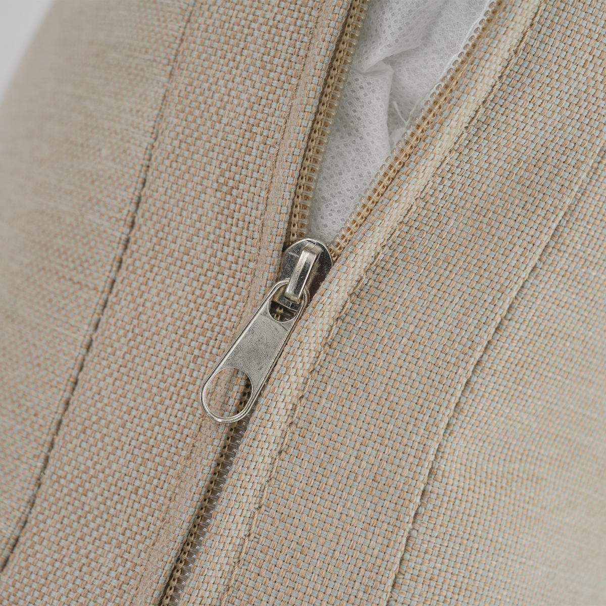 GARTENMÖBEL-SET 6 Personen Eckstellung Stahlrohr Glasplatte Khaki - Hellbraun, Textil - FLIEKS