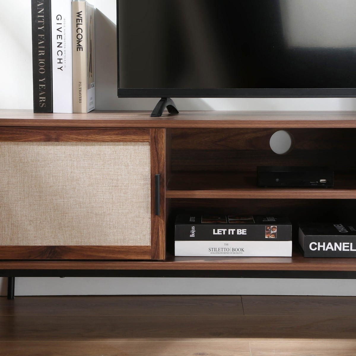 TV-MÖBEL in walnussdekor mit fronten aus stoff jetson 140/39,5/45 cm - Nussbaumfarben, Holzwerkstoff (39.5/45/47.5cm) - Calicosy