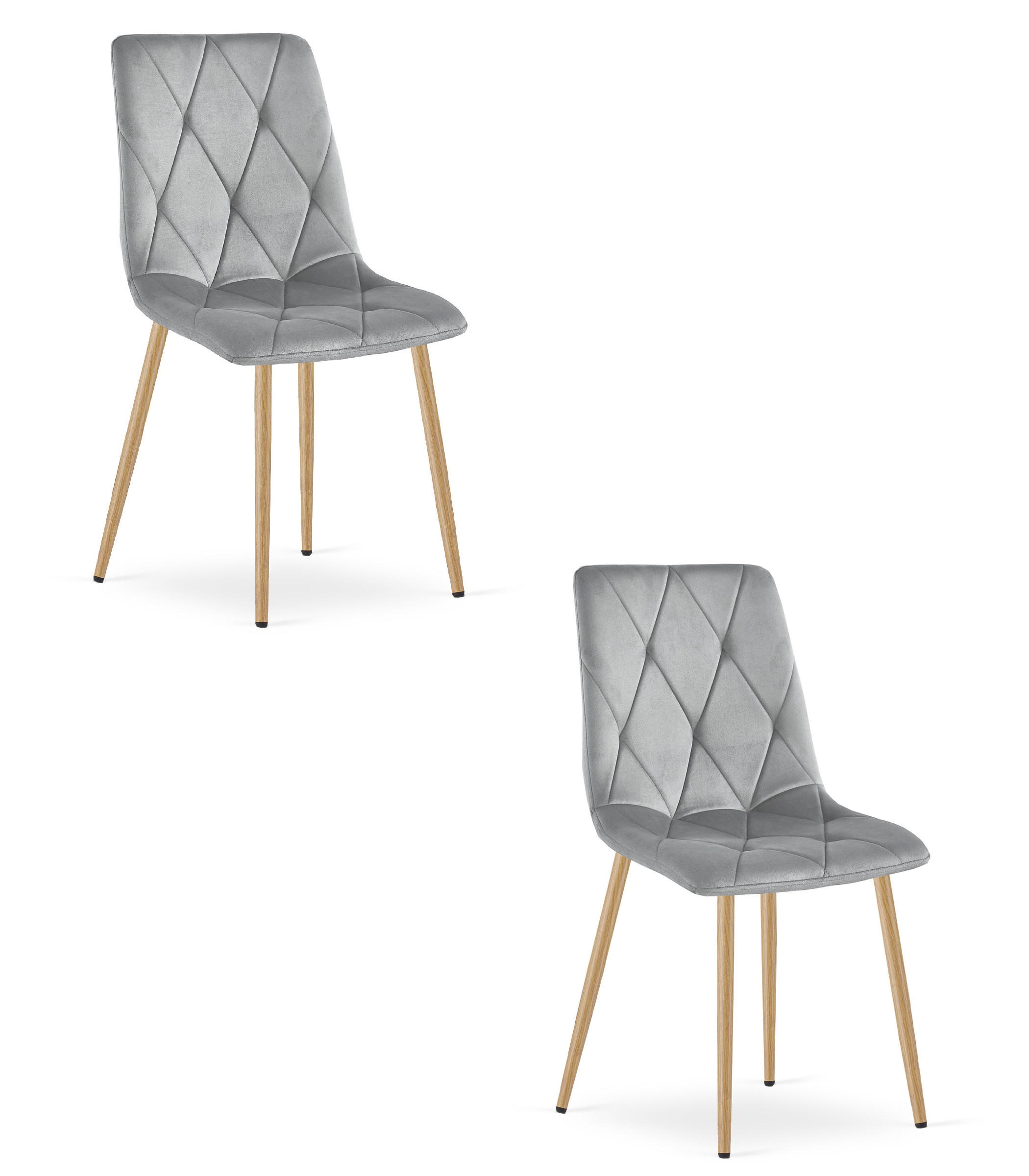 ESSZIMMERSTUHL 2-er Set TYRA hellgrauer Sitz, Beine in Holzfarbe - Eichefarben/Hellgrau, Textil (44.5/87/54.5cm) - Valora