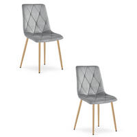 ESSZIMMERSTUHL 2-er Set TYRA hellgrauer Sitz, Beine in Holzfarbe - Eichefarben/Hellgrau, Textil (44.5/87/54.5cm) - Valora