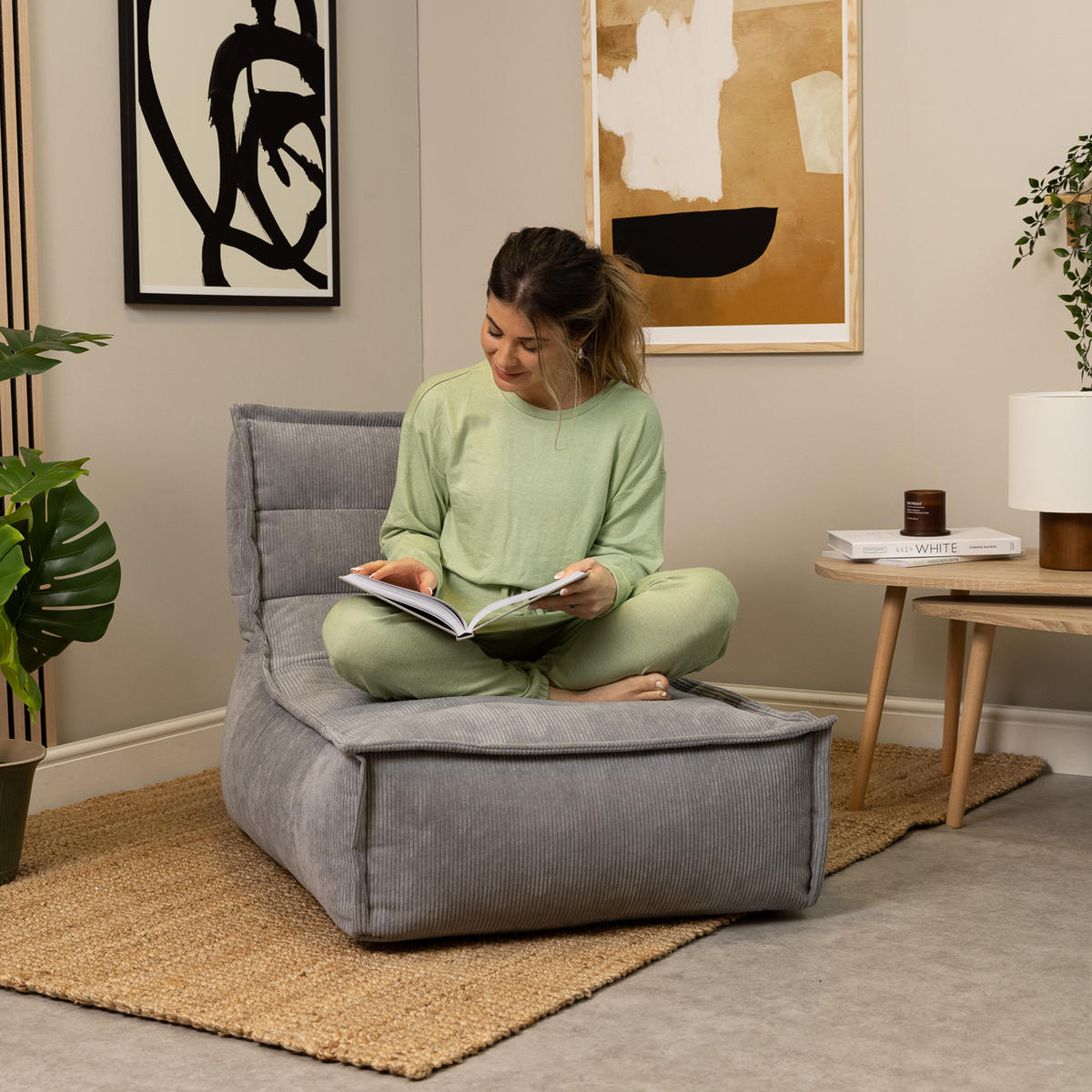 SITZSACK Lounger Dolce, Cord - Anthrazit/Grau, Kunststoff (76/72/90cm) - icon