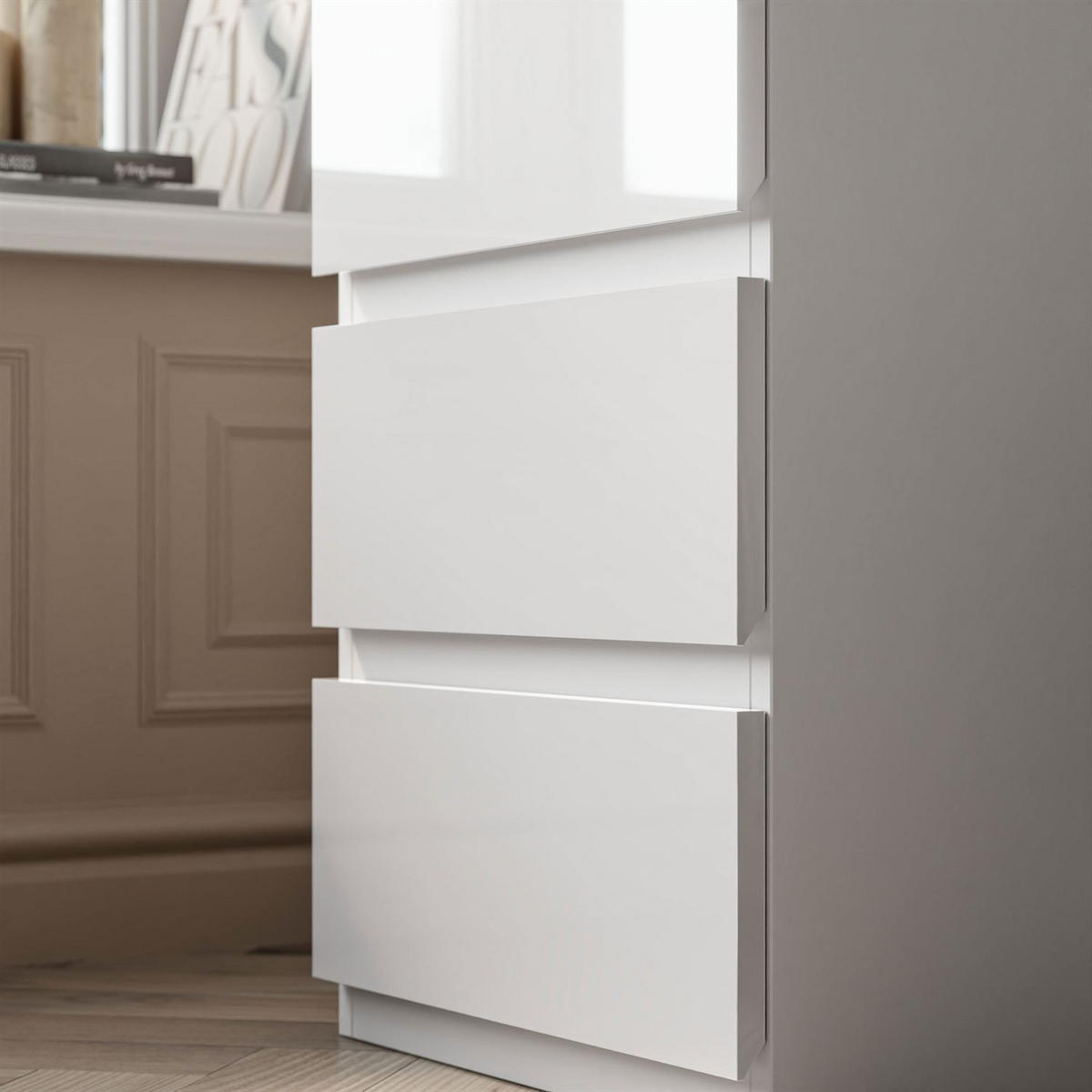SCHMINKTISCH AURORA II SILVER ELITE mit Spiegel und Beleuchtung - Weiß Hochglanz, Holzwerkstoff (120/78.5/55cm) - Lookway