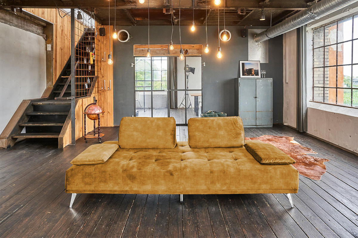 SOFA WIOLO Gold Velvet - Silberfarben/Goldfarben, Textil (240/80/110cm) - KAWOLA