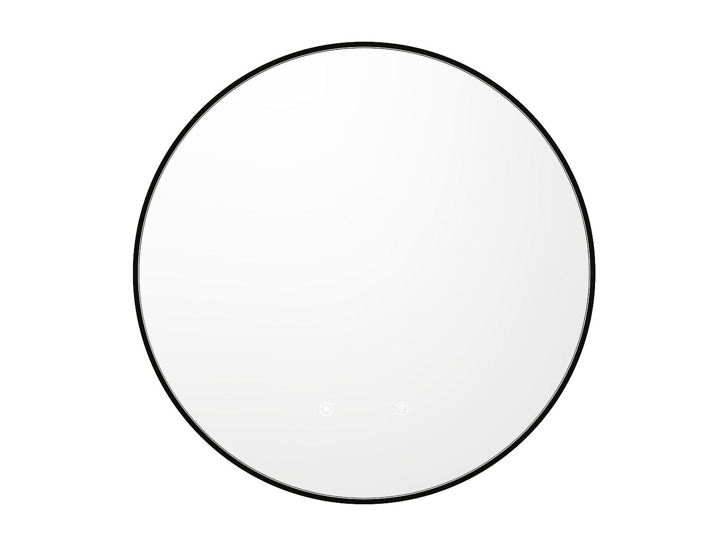 BADEZIMMERSPIEGEL rund mit Beleuchtung - schwarze Kontur - beschlagfrei - D 60 cm - PEONIA - Schwarz, Glas (60/60/4cm) - Vente-Unique