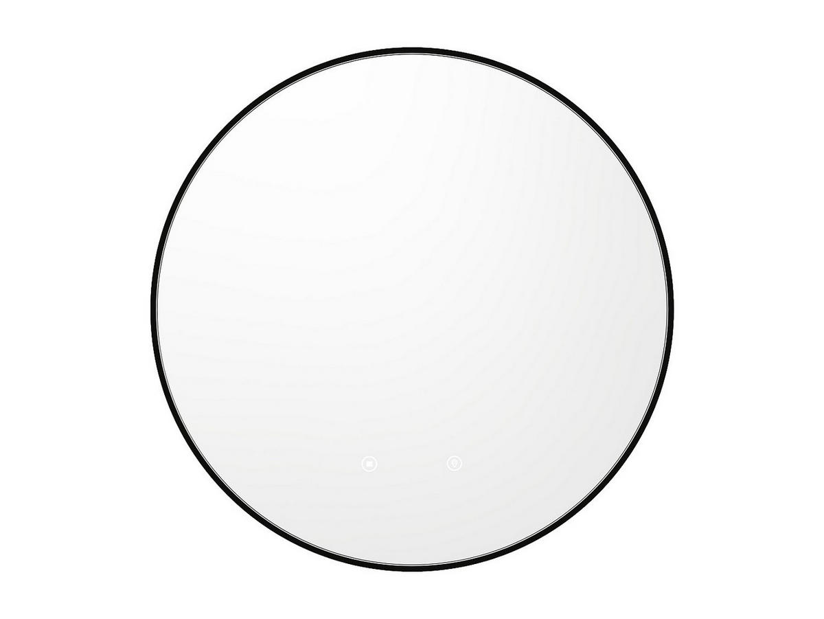 BADEZIMMERSPIEGEL rund mit Beleuchtung - schwarze Kontur - beschlagfrei - D 60 cm - PEONIA - Schwarz, Glas (60/60/4cm) - Vente-Unique