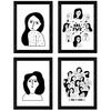 POSTER Set mit 4 Vier Collage Frauen Zeichnungen von Frauen A3 Rahmenlos - Klar, Papier (29.7/3cm) - Nacnic