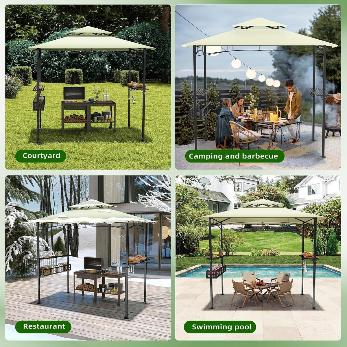 GARTENPAVILLON mit Doppeldach 245 x 153 x 250 cm Beige - Beige, Textil (153/250/245cm)
