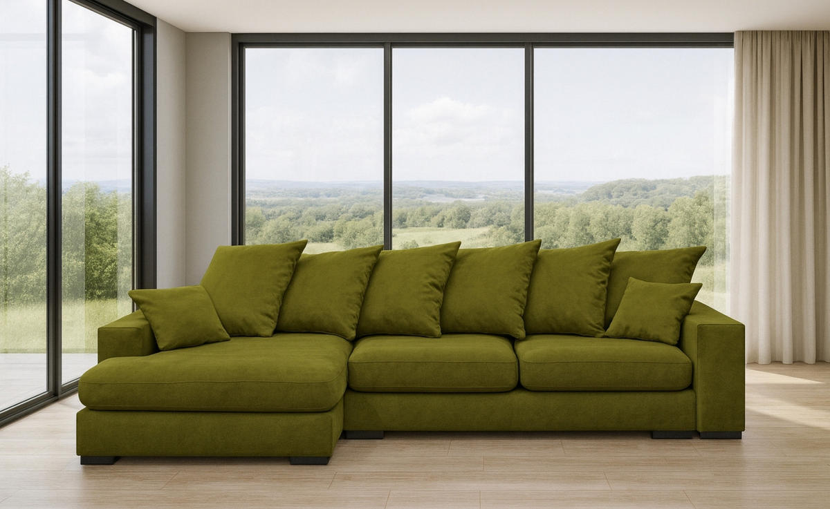 ECKSOFA Mit Schlaffunktion Und Bettkasten Couch L-form Gabon Stoff Riviera Links Hellgrün - Hellgrün, Holz (155/285cm) - Kaiser Möbel