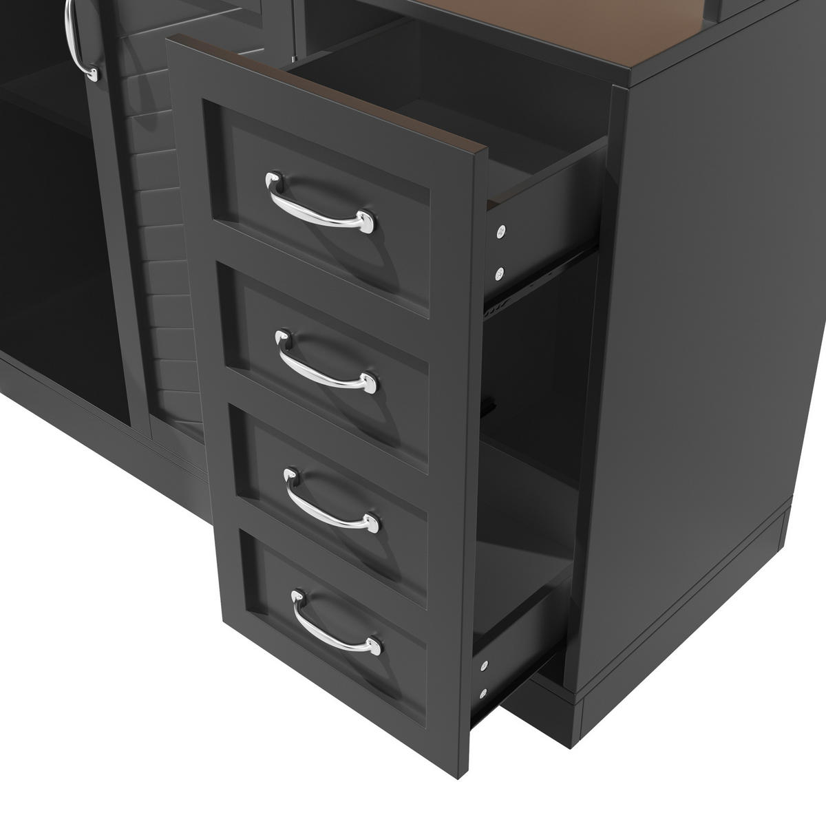 BUFFETSCHRANK mit LED-Beleuchtung 120 x 40 x 188 cm MDF Schwarz - Schwarz, Holzwerkstoff (40/188/120cm) - Meubliv