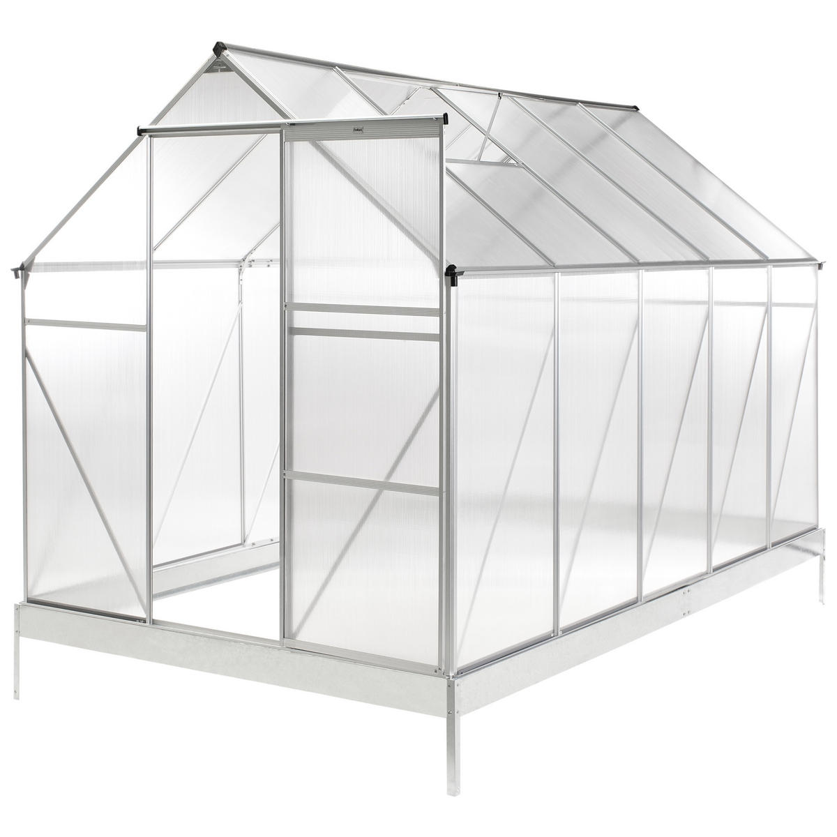 GEWÄCHSHAUS Silber 315 cm Apulia - Transparent/Silberfarben, Kunststoff (190/230/315cm) - Beliani