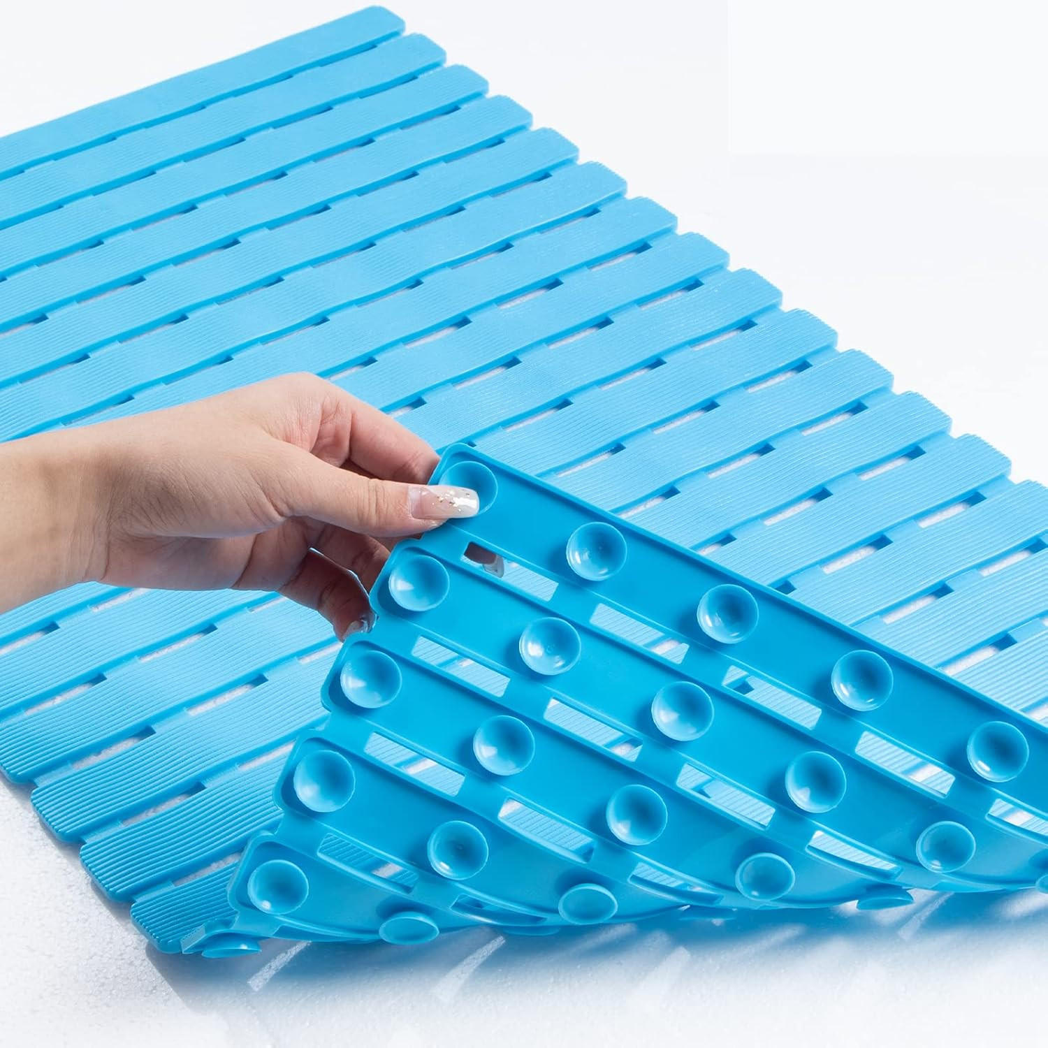 DUSCHMATTE – 40 x 70 cm – Hellblau – Rutschfest - Blau, Kunststoff (40/6cm)