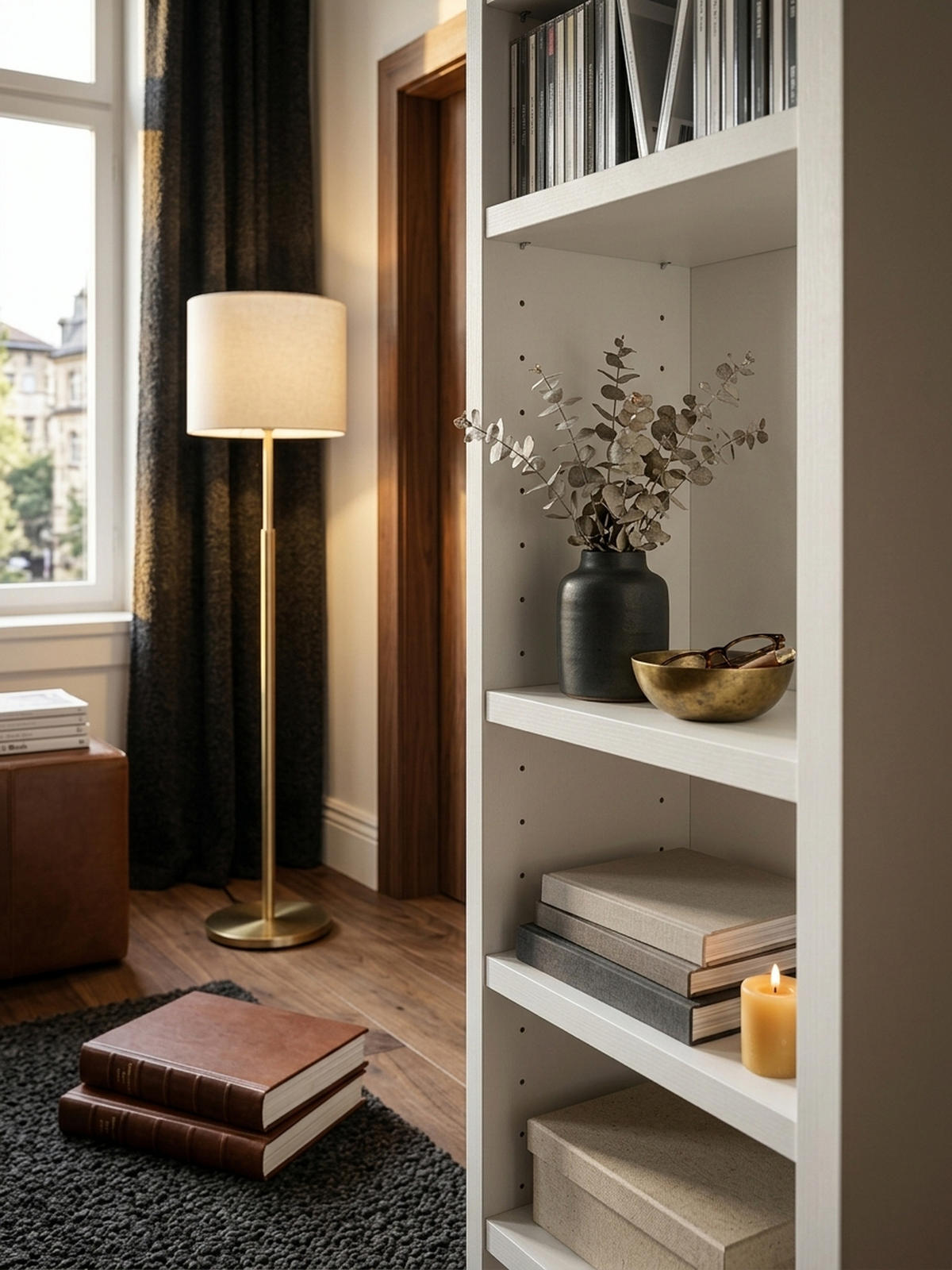 WANDREGAL – 6 Fächer, weiß, schmal, freistehend, 21x91x25,5 cm - Weiß, Holz (21/91/20cm) - KADIMA DESIGN