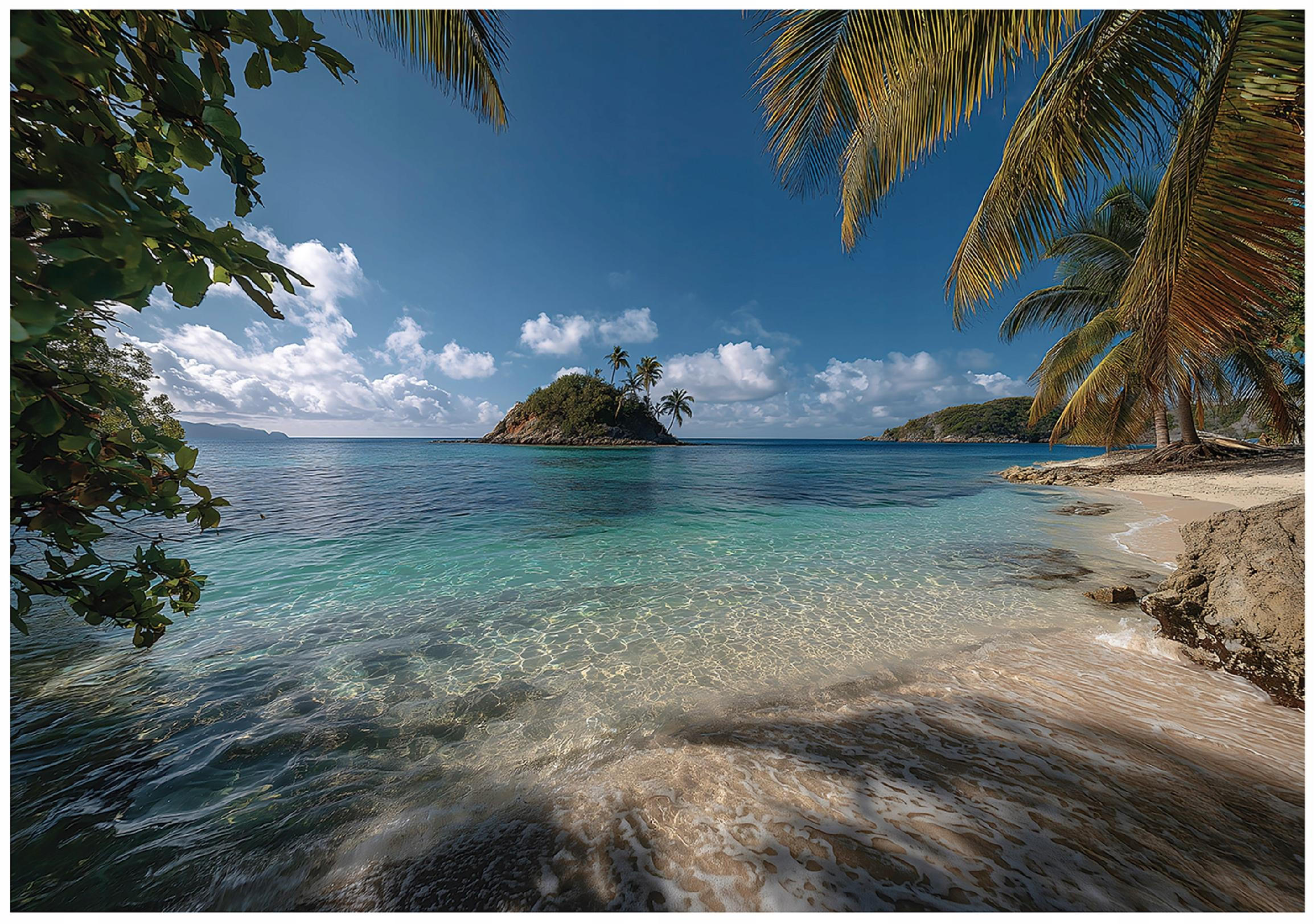 FOTOTAPETE Strand Palmen Blau 350x250 cm - Multicolor, Papier (350/250cm) - Wallarena