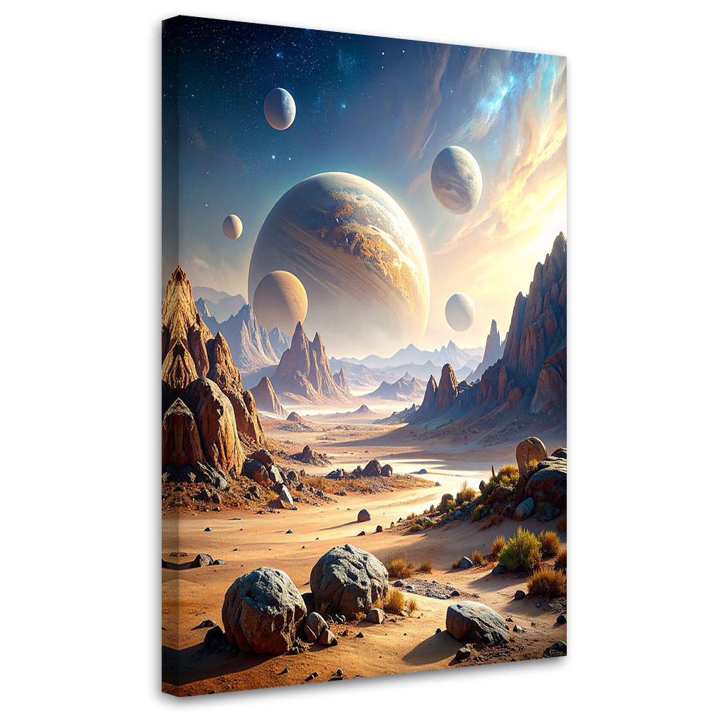 BILDER, Planeten Weltraum Berge Natur - Blau, Textil (60/90cm) - Feeby