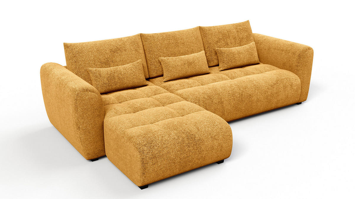 ECKSOFA SORENO 4-Sitzer, gelb - Gelb/Schwarz, Holz/Textil (293/171cm) - Courtois Laville