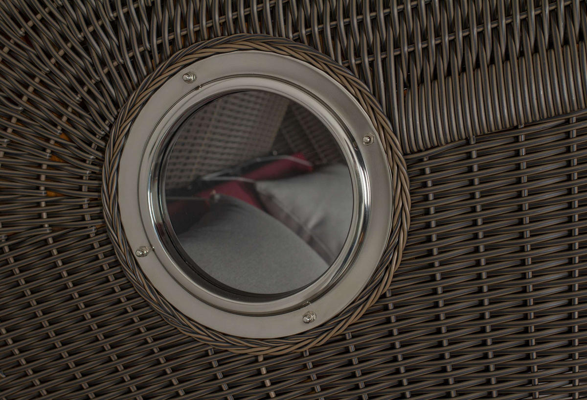 STRANDKORB XL Schillig Bullauge - Rot/Braun, Metall (142/170/95cm) - Mr. Deko