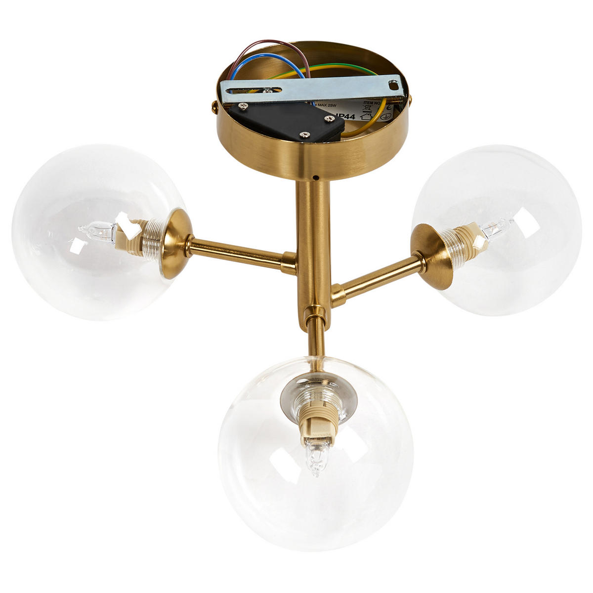 DECKENLAMPE Messing Maricao - Messingfarben, Glas (30/30/19cm) - Beliani